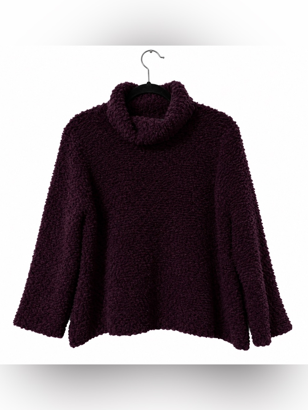 Eileen Fisher Plush Cowl-Neck Sweater in Deep Plum